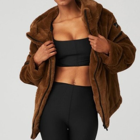 ALO Yoga Jackets & Blazers - ALO Yoga Knock Out Brown Faux Fur Jacket